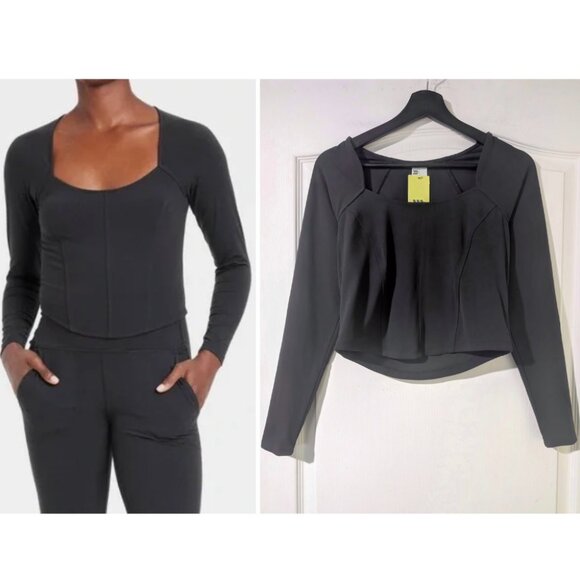 All In Motion | Everyday Soft Cropped Long Sleeve Top In Black - Picture 1 of 13